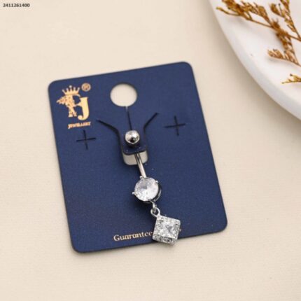 حلق سرة لون فضي من FJ مقاوم لتغير اللون كفالة سنتين ضد تغير اللون