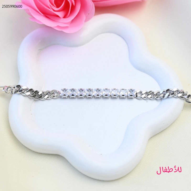 ⁦سوار لون فضي للأطفال من FJ مقاوم لتغير اللون كفالة سنتين ضد تغير اللون⁩ - الصورة ⁦1⁩