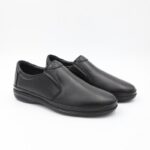 حذاء طبي جلد بدون رباط للرجال لون أسود