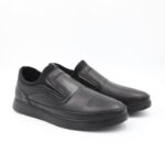 حذاء كاجوال طبي جلد بدون رباط للرجال لون أسود