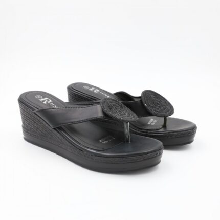 بابوج ستاتي بكعب تصميم اصبع لون أسود