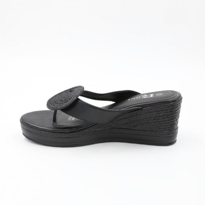 ⁦بابوج ستاتي بكعب تصميم اصبع لون أسود⁩ - الصورة ⁦5⁩