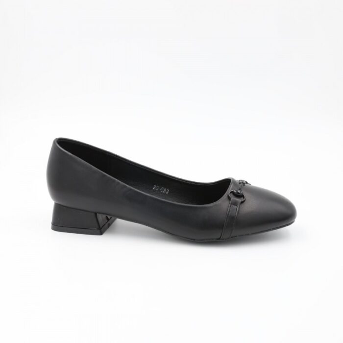 ⁦كندرة جلد كعب للنساء لون أسود⁩ - الصورة ⁦3⁩