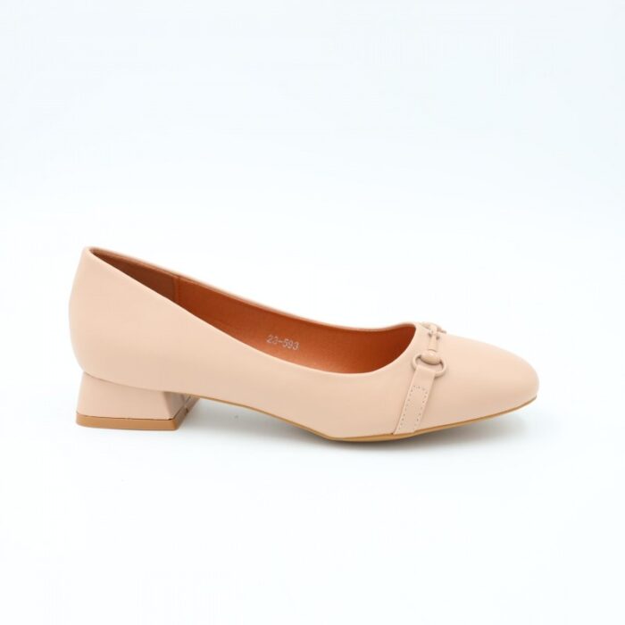 ⁦كندرة جلد كعب للنساء لون بيج⁩ - الصورة ⁦3⁩