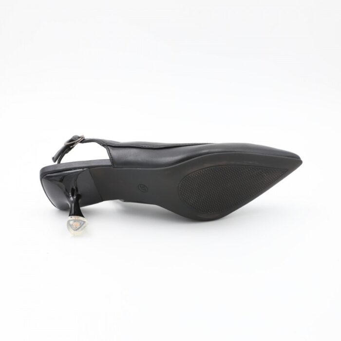 ⁦كندرة جلد كعب مسمار للنساء لون أسود⁩ - الصورة ⁦2⁩