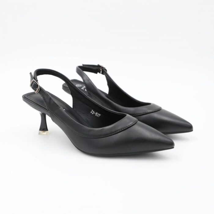 ⁦كندرة جلد كعب مسمار للنساء لون أسود⁩ - الصورة ⁦3⁩