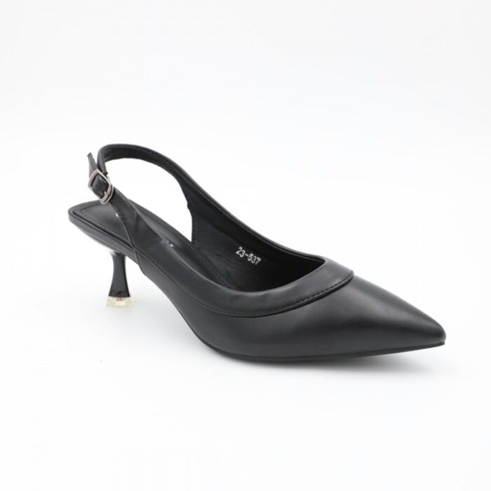 ⁦كندرة جلد كعب مسمار للنساء لون أسود⁩ - الصورة ⁦4⁩