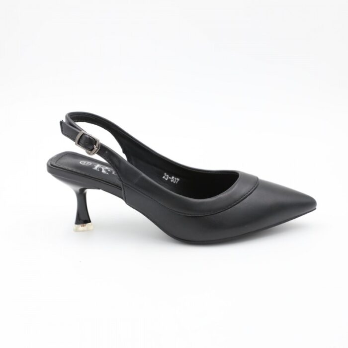 ⁦كندرة جلد كعب مسمار للنساء لون أسود⁩ - الصورة ⁦5⁩