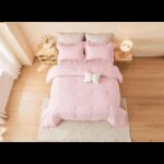 ⁦طقم سرير صيفي ميكروفيبر 5 قطع حجم مفرد ونص لون زهري⁩ - الصورة ⁦3⁩