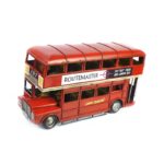 ديكور باص لندن معدني طابقين لون أحمر - Dongyang