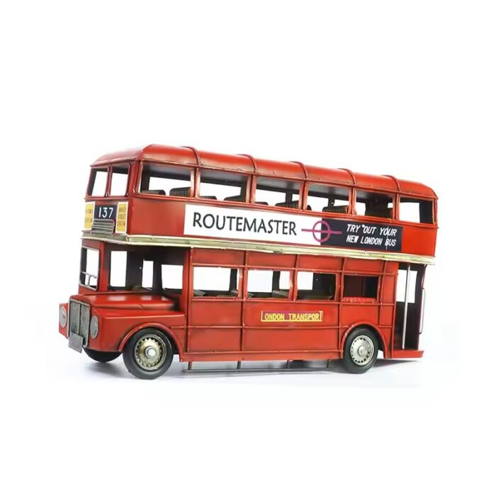 ⁦ديكور باص لندن معدني طابقين لون أحمر - Dongyang⁩ - الصورة ⁦2⁩