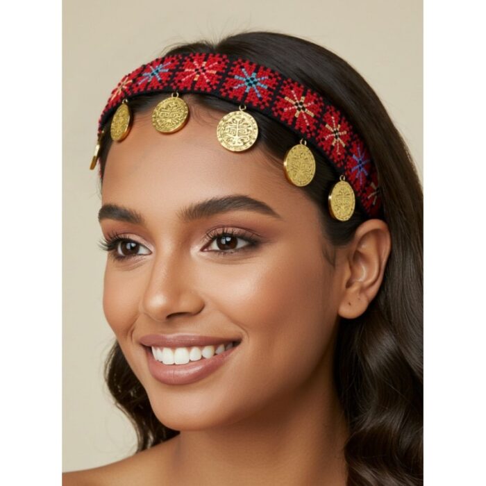 103386496_6878120956718 بندانة تطريز أطفال باللون الاحمر - الصورة 1