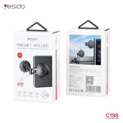 yesido magnet holder c198 حامل جوال مغناطيسي مصمم من فصالات معدنية انيقة يثبت على شاشة السيارة او على تابلو السيارة