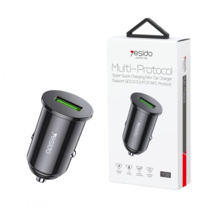 ⁦yesido super quick charging y38 عظمة شحن سريع للسيارة مدخل يو اس بي⁩ - الصورة ⁦5⁩