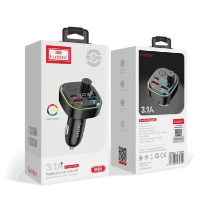 earldom m84 wireless fm car kit قطعة سبيكر وشحن سريع للسيارة
