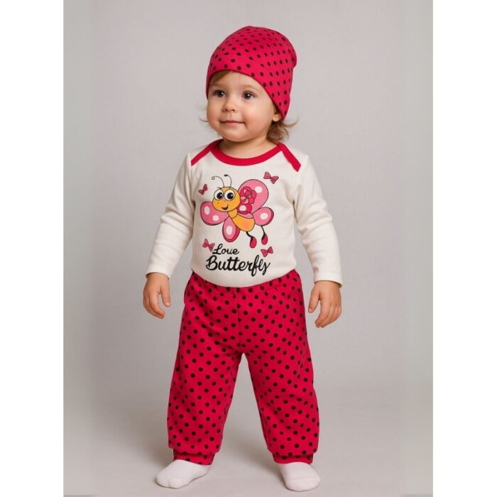 103386615_687ba789b9f35 طقم 3 قطع للأطفال لون زهري و أبيض - الصورة 1