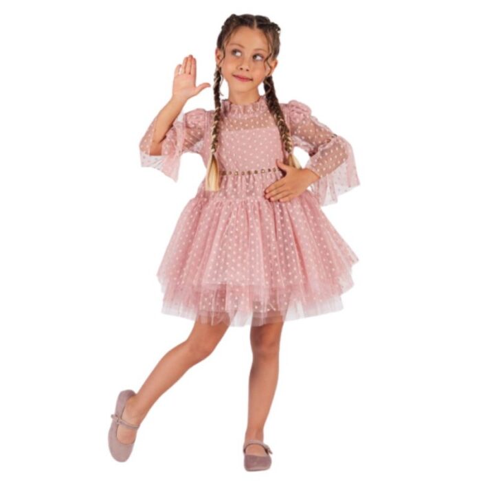 ⁦فستان للأطفال لون زهري⁩ - الصورة ⁦2⁩