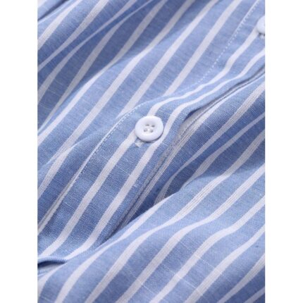 فستان صيفي طويل مخطط بالطول لون أزرق و أبيض