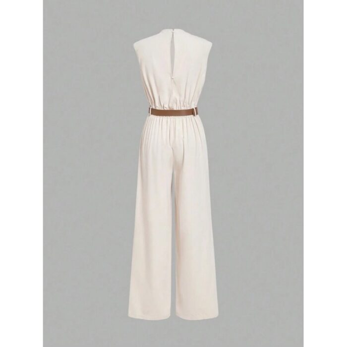 ⁦جمبسوت بدون أكمام مع قشاط لون بيج⁩ - الصورة ⁦2⁩