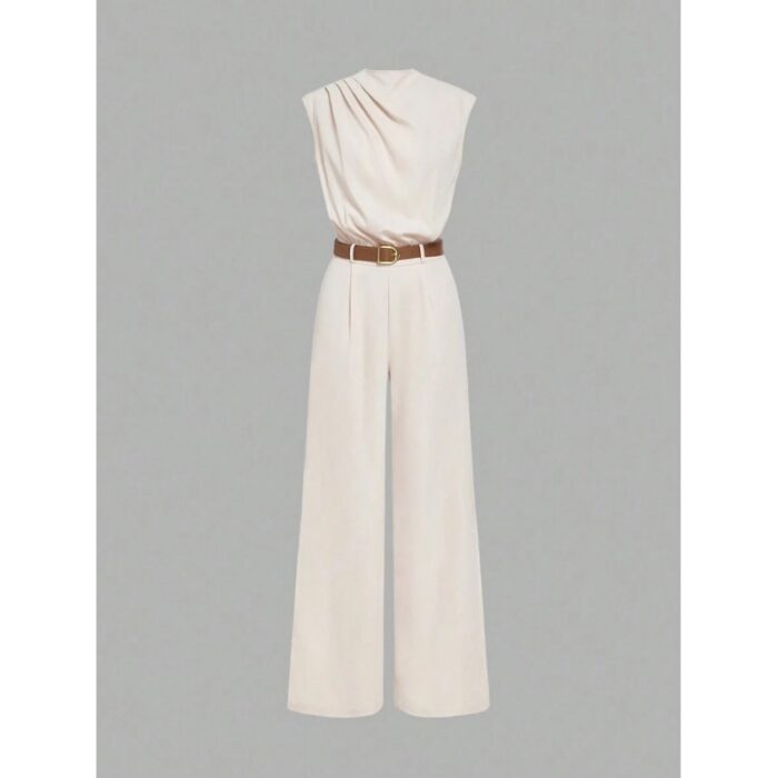 ⁦جمبسوت بدون أكمام مع قشاط لون بيج⁩ - الصورة ⁦4⁩