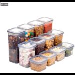 طقم بقوليات تركي 12 قطعة مربع مع هدية 100 ملصق لجميع انواع البهارات والبقوليات