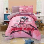 طقم لحاف صيفي (4 قطع) بتصميم ميني ماوس حجم مفرد للأطفال لون زهري