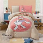 طقم لحاف صيفي (4 قطع) بتصميم بطوطة حجم مفرد للأطفال لون بيج وزهري