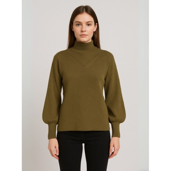 103386694_688a0a0787bf9 بلوزة صوف للنساء لون زيتي - الصورة 1