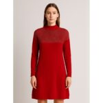 بلوزة شتوية طويلة للنساء لون أحمر