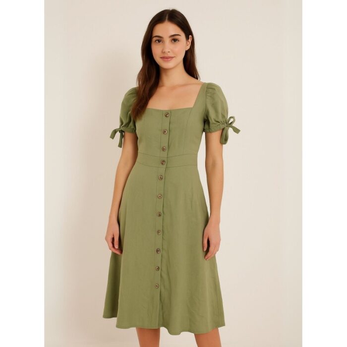 103386716_688a0a3d79925 فستان صيفي قصير للنساء لون أخضر - الصورة 1