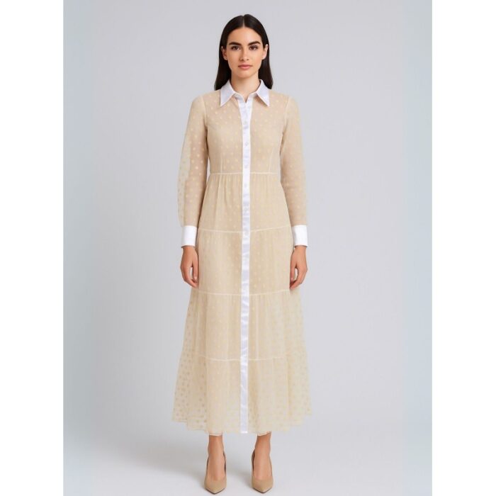 103386721_688a0a4b8143d فستان طويل للنساء لون بيج - الصورة 1