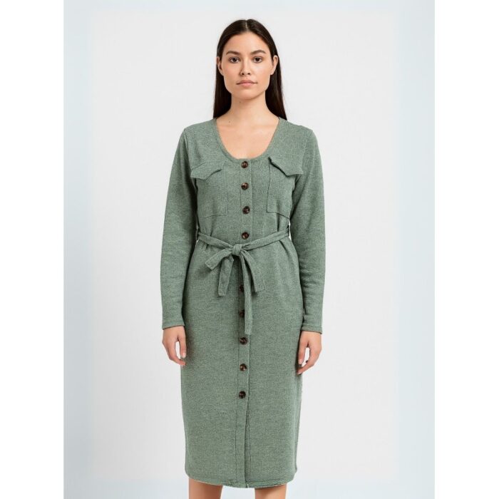 103386723_688a0a5151237 فستان شتوي طويل للنساء لون أخضر - الصورة 1