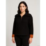 بلوزة صوف للنساء لون أسود