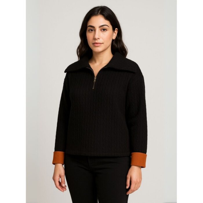 103386726_688a0a595e00c بلوزة صوف للنساء لون أسود - الصورة 1