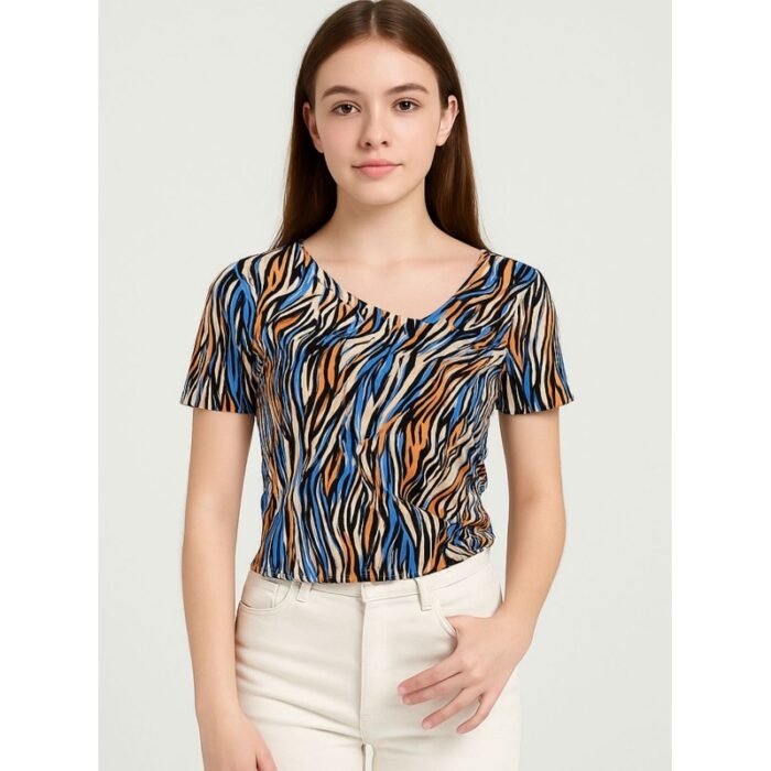 103386732_688a0a6caf71c بلوزة نص كم للنساء ملونة - الصورة 1