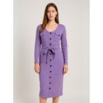 فستان شتوي للنساء لون بنفسجي