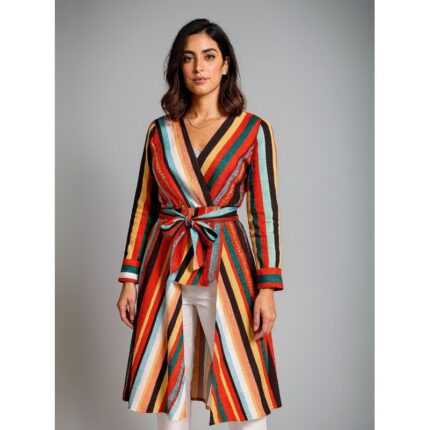 جاكيت مخطط للنساء ملون