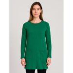 بلوزة صوف طويلة للنساء لون أخضر