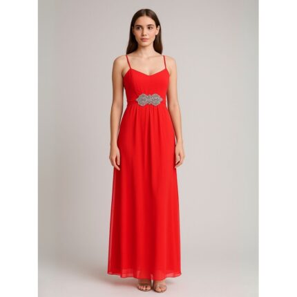 فستان صيفي طويل للنساء لون أحمر
