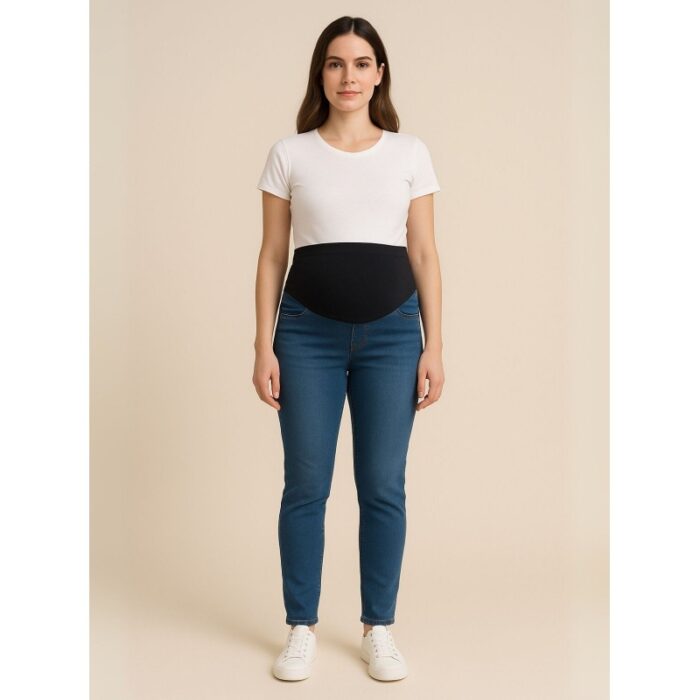 ⁦بنطال جينز للحوامل لون أزرق غامق⁩ - الصورة ⁦2⁩