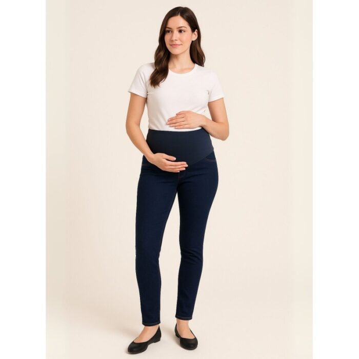⁦بنطال جينز للحوامل لون أزرق غامق⁩ - الصورة ⁦2⁩