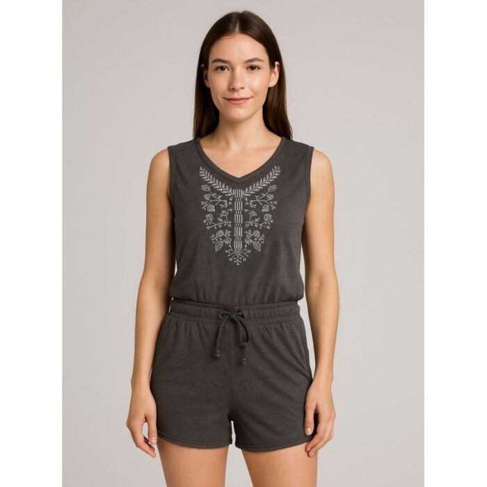 ⁦جمبسوت قصير بيتي لون رمادي⁩ - الصورة ⁦2⁩