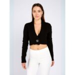 جاكيت صوف قصير لون أسود