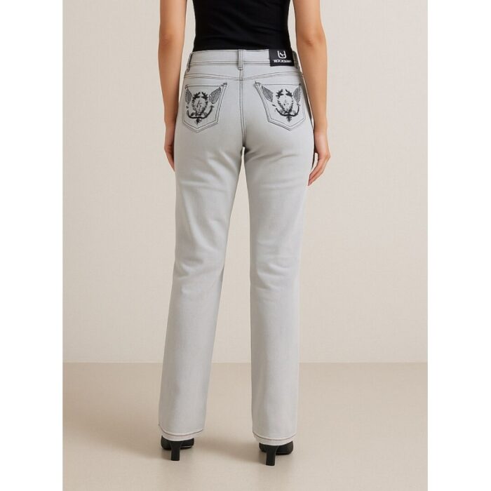 ⁦بنطال جينز للنساء لون رمادي فاتح⁩ - الصورة ⁦2⁩