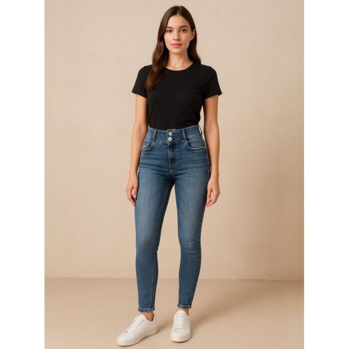 ⁦بنطال جينز للنساء لون أزرق غامق⁩ - الصورة ⁦2⁩