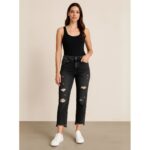 ⁦بنطال جينز للنساء لون أسود⁩ - الصورة ⁦2⁩