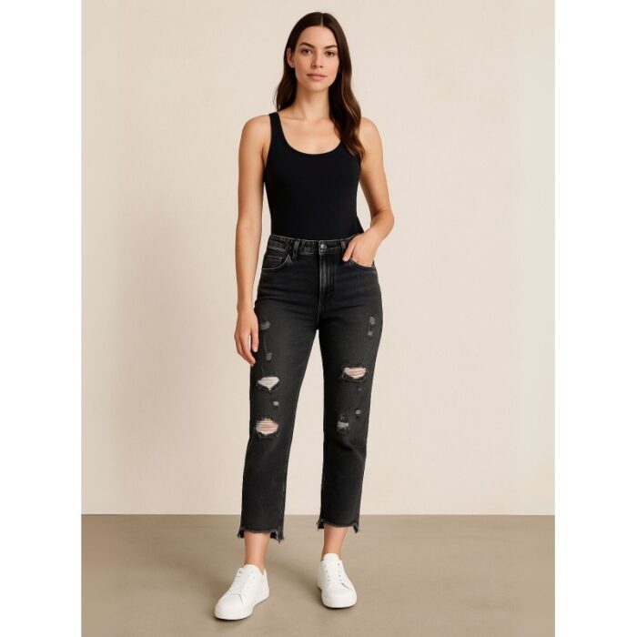 ⁦بنطال جينز للنساء لون أسود⁩ - الصورة ⁦2⁩