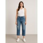 ⁦بنطال جينز للنساء لون أزرق غامق⁩ - الصورة ⁦2⁩