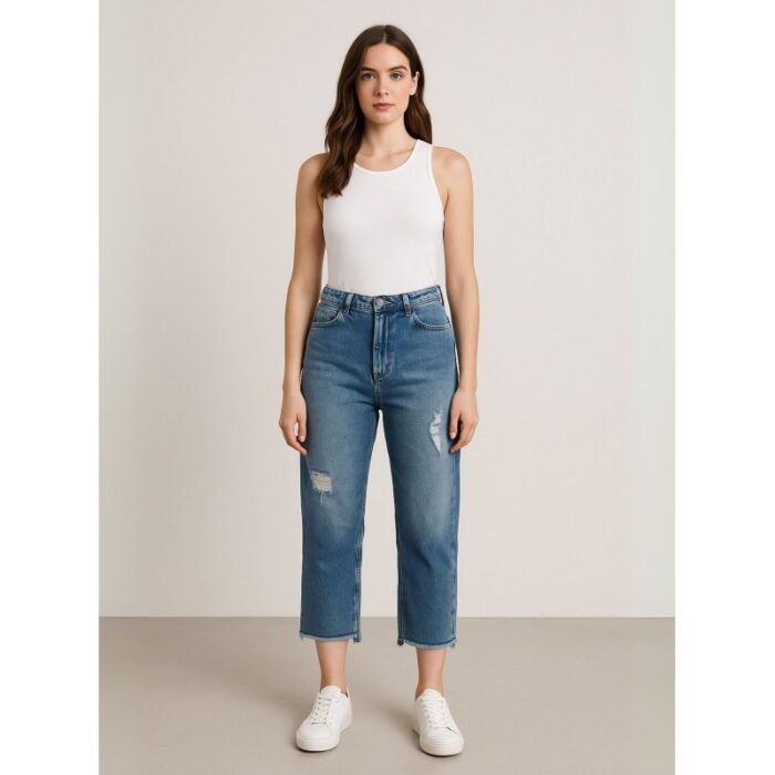 ⁦بنطال جينز للنساء لون أزرق غامق⁩ - الصورة ⁦2⁩