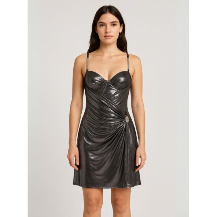 فستان قصير للنساء لون أسود